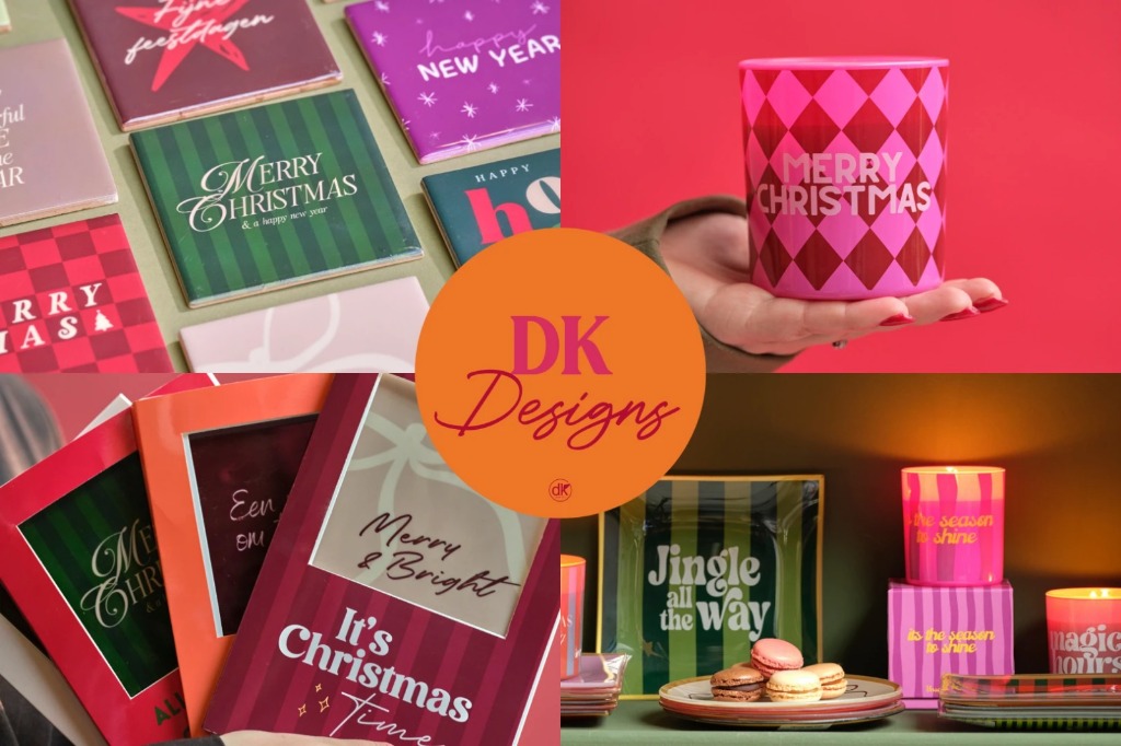 DK Designs collection: Christmas cards, tiles and printed candles